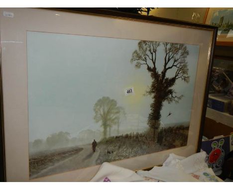 A large framed and glazed print entitled 'Frosty Morning' signed Coulson. COLLECT ONLY. 