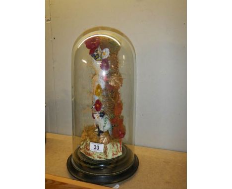 A Victorian bisque porcelain figure under glass dome, COLLECT ONLY. 