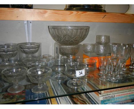 A good lot of vintage dessert dishes and a quantity of drinking glasses. 