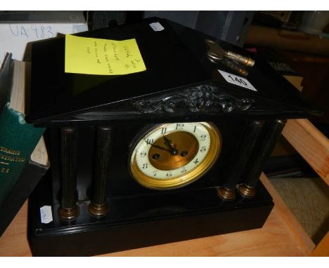 A good 20th century slate mantel clock COLLECT ONLY. 