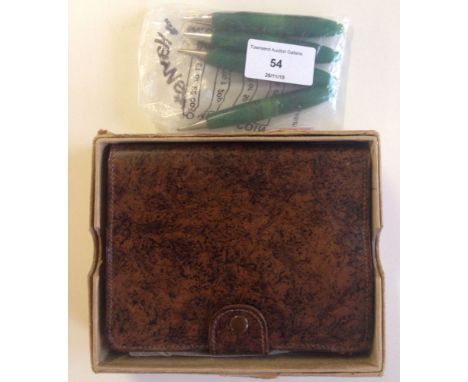 A 1930s leather bridge playing card set with 2 packs, pencil & scoring pad, issued by Wills Cigarettes. Plus 4 early bridge p