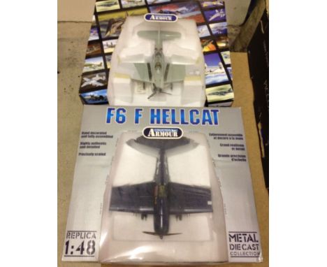 Franklin Mint 1:48 scale F6 Hellcat & Dauntless fighter aircraft.