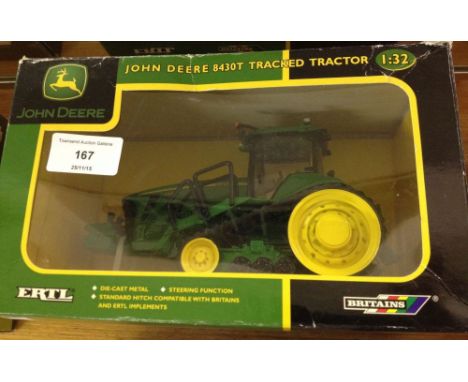 A boxed 1:32 scale John Deere 8430T tracked tractor compatable with ERTL and Britains implements.