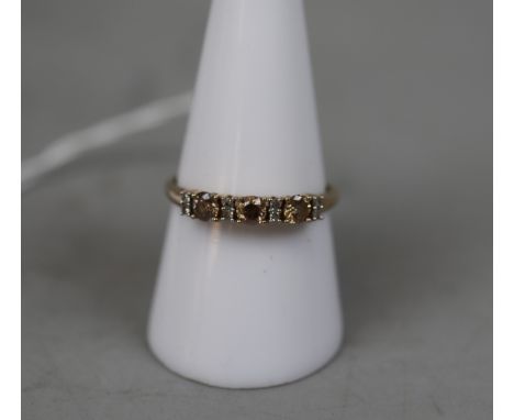 9ct gold stone set ring including diamonds - Size R 