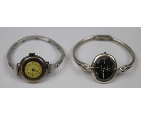 Silver Rotary ladies wrist watch plus another hallmarked silver ladies watch 