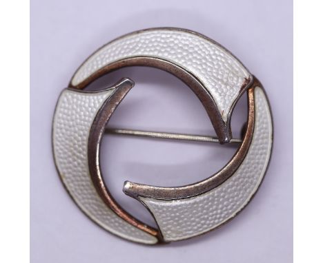 Silver and enamel Danish brooch 