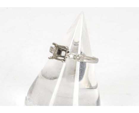 A platinum and diamond set ring  mount, ring size K 1/2, 3.4g 