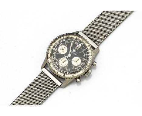 A 1960s Breitling Navitimer stainless steel gentleman's wristwatch, 41mm case, ref. 806, black dial with three subsidiaries, 