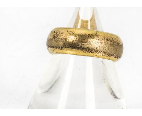 A Victorian gilt metal D shaped band, with engraved gothic script to inner shank, 'Royal Yacht 15-12-97', ring size N, 5.8g 