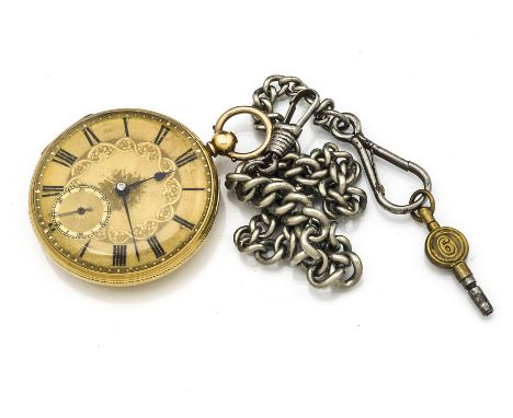 An early Victorian 18ct gold open faced pocket watch by Daniel C. Burlingham of Lynn &amp; Peterborough, 46mm case, c1850s, w