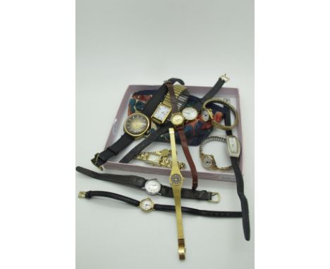 9ct Gold Cased and Other Ladies Wristwatches, vintage gent's Rotary Incabloc 17 Jewels wristwatch. 