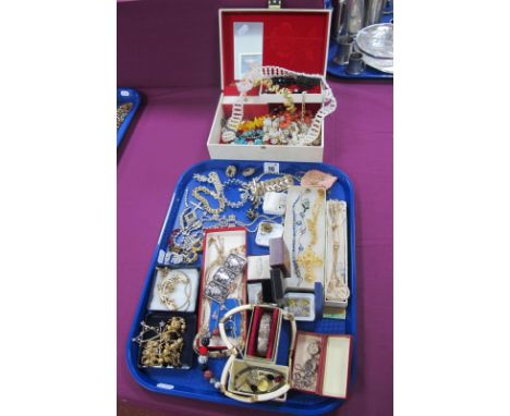 A Mixed Lot of Assorted Costume Jewellery, including jewellery box with assorted bead necklaces, imitation pearls, a hallmark