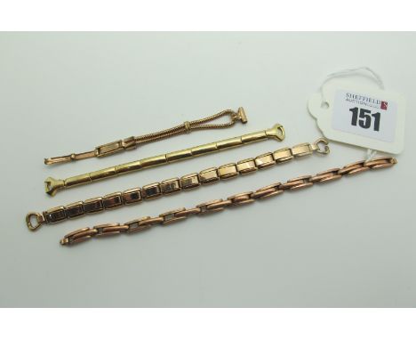 A Vintage Expanding Ladies Wristwatch Bracelet, stamped "9ct" (overall weight 6.5grams); together with a rolled gold expandin