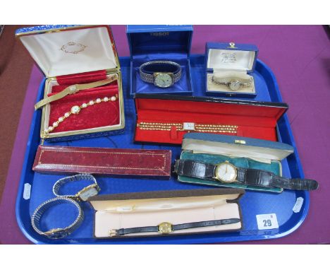 Assorted Ladies and Gent's Wristwatches, including a 9ct gold cased ladies wristwatch, on expanding bracelet, Tissot, Rotary,