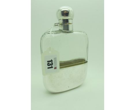 A Large James Dixon &amp; Sons Plated Mounted Glass Hip Flask, faceted glass, with removable base cup (7/16Pt), approximately