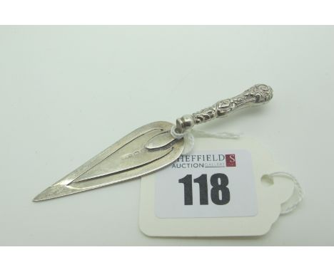 A Novelty Hallmarked Silver Trowel Book Mark, with texture handle. 