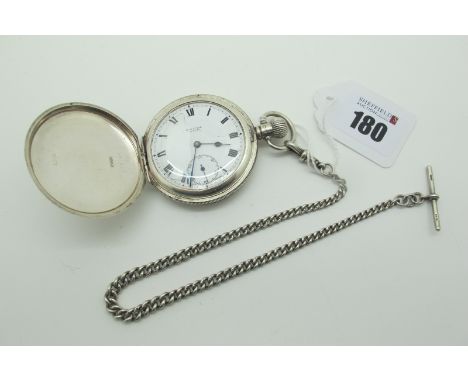 A Hallmarked Silver Full Hunter Pocket Watch, the H Stone Leeds, signed dial with Roman numerals and seconds subsidiary dial 