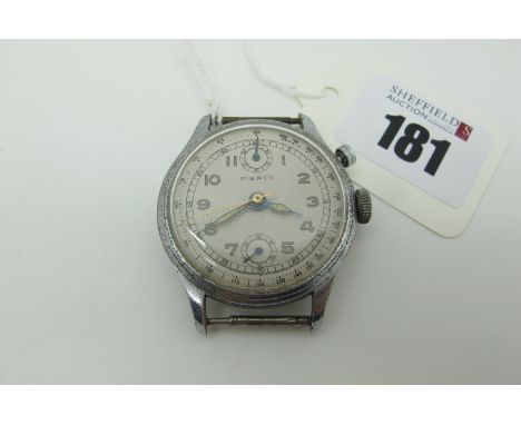 Pierce; A Vintage Chronograph Gent's Wristwatch Head, (no strap) the signed dial with Arabic numerals, centre seconds and two