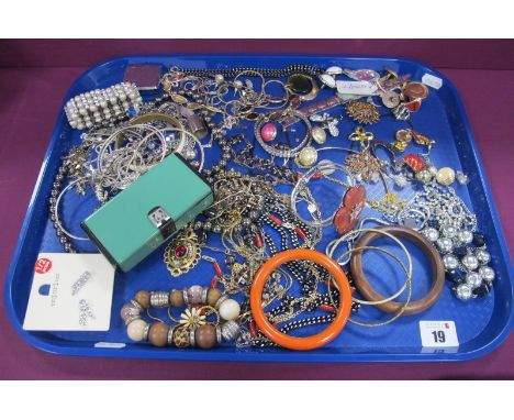 A Creole Style Earring, (odd) stamped "375"; together with assorted costume earrings, bangles, imitation pearls, ladies wrist
