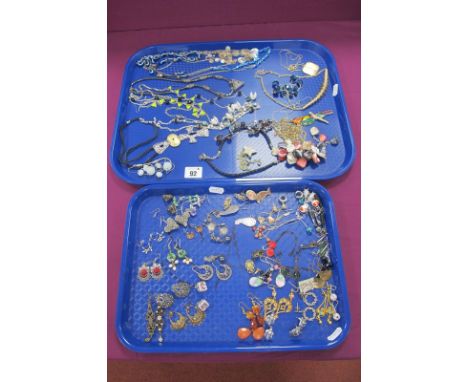 A Mixed Lot of Assorted Costume Earrings, including antique style, vintage and modern, together with costume necklaces, penda