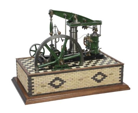 A well engineered model of a M.E. beam engine, built by Mr N. Hooper of Devon, the beam supported on a turned central column 