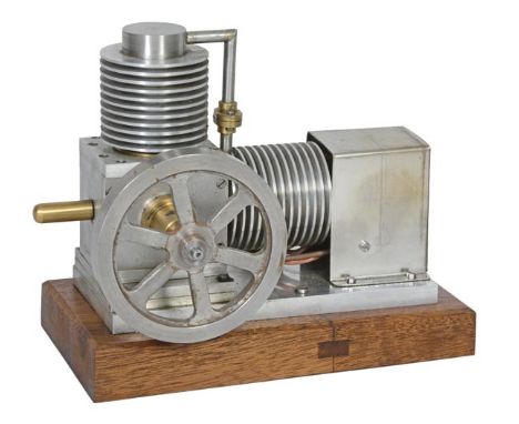 A model of a single cylinder ‘Scotch Yoke’ Sterling hot air engine, built by the late Mr Brian Marshall of Chichester, with s