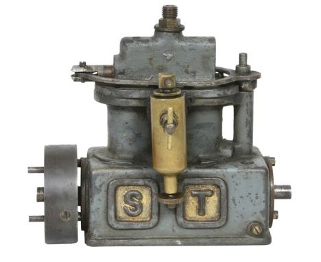 A Stuart Turner ‘Sun’ high speed enclosed single acting steam engine, the enclosed crank fitted with disc marine type flywhee