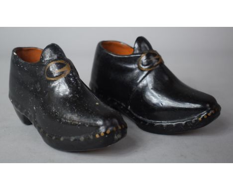 A Pair of Late 19th Century Ceramic Ornaments in the Form of Clogs, Each 13cm Long 