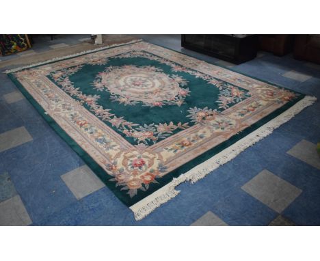 A Chinese Woollen Carpet Square on Green Ground, 320cm x 240cm 