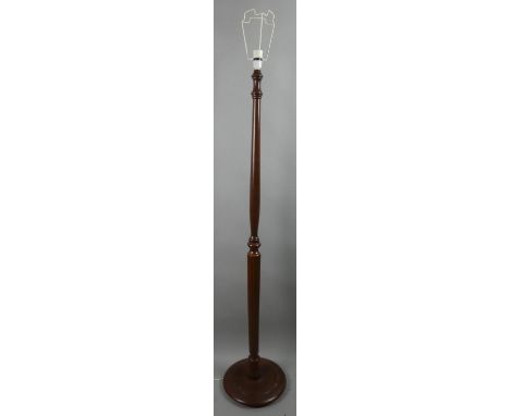 A Mahogany Modern Standard Lamp with Reeded Support 