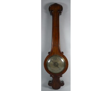 A Victorian Mahogany Onion Top Barometer Case, Missing Temperature Scale and Inner Mercury Tube, 95cm Long 