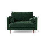 Gela Armchair Green Velvet Settee Couch M6737 New Modern RRP £675 (SKU 445)
