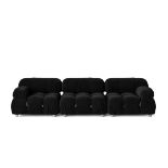 3 Seater Sofa Black Velvet Settee Couch M20922 New Modern RRP £1950 (SKU 467)