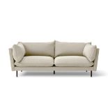 3 Seater Sofa Cream Linen Fabric Settee Couch M7265 New Modern RRP £1200 (SKU 442)