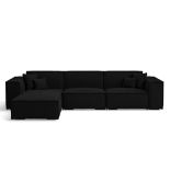 3 Seater Left Hand Chaise Lounge Corner Sofa Black Fabric Settee Couch M15623 RRP £3000 (SKU 465)
