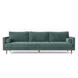 4 Seater Gela Sofa Blue Velvet Settee Couch M6846 New Modern RRP £1500 (SKU 455)
