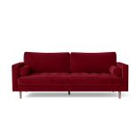 3 Seater Sofa Red Velvet Settee Couch M6783 New Modern RRP £1200 (SKU 441)