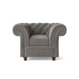 Pesaro Armchair Grey Velvet Settee Couch M7710 New Modern RRP £825 (SKU 425)