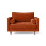 Gela Armchair Orange Velvet Settee Couch M6740 New Modern RRP £675 (SKU 454)
