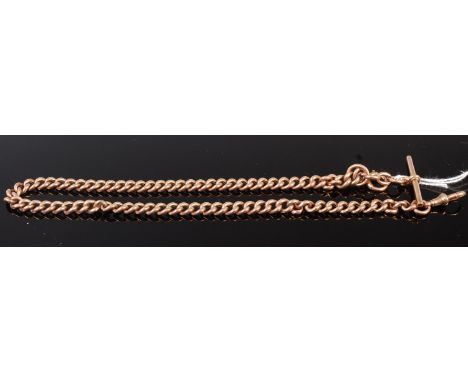 A 9ct gold curblink watch chain with T bar, 22.9g, 40cm