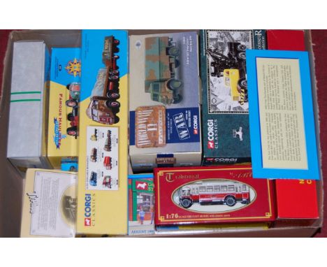 A box of mixed Corgi and Lledo boxed commercial vehicle diecasts to include famous hauliers around Britain, the Showman range