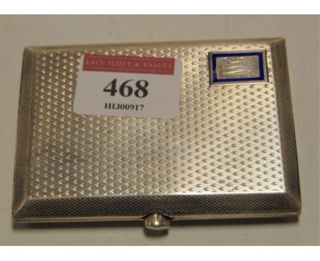 A George V silver pocket cigarette case, having all-over engine turned decoration and monogrammed cartouche, maker Cohen & Ch