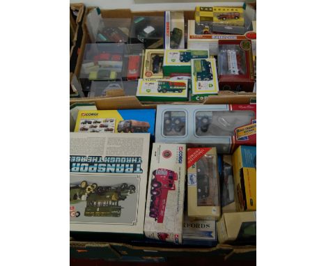 Two boxes of mixed modern issue diecast to include Corgi Classics heavy haulage, Corgi BP series, Lledo, Vitesse, EFE, and ot