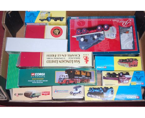 A box of mixed 1/50 scale Corgi classics to include Passage of Time series, Eddie Stobart related and Fina Fuel Oils petrol t