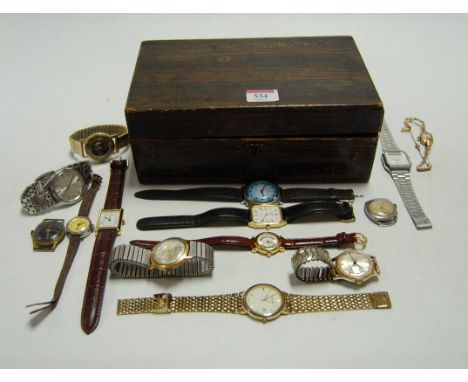 A ladies 9ct gold cased Aviva 15-jewel wristwatch, having enamelled dial with baton and Arabic numerals, on 9ct gold bracelet