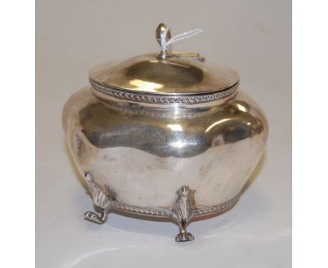 An Edwardian silver tea caddy of bombe form by Deakin & Francis Ltd, Birmingham, 1908
