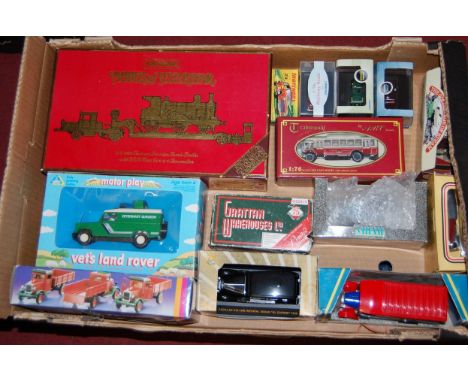 Two boxes of mixed boxed and loose diecast to include Corgi, Oxford diecast, Matchbox Siku and others