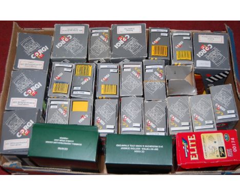 A large box of Corgi and Britains modern issue diecast to include Britains Landrover Series 1 and a Corgi Toys AEC 508 Ford C