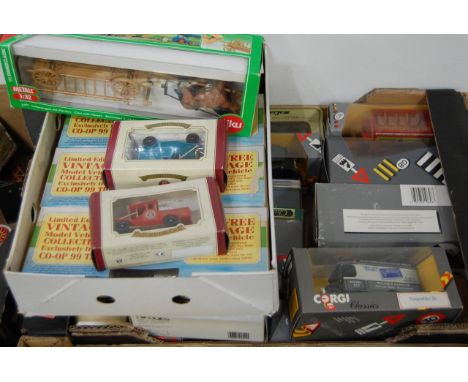 Two trays of mixed modern issue diecast to include Corgi Classics, ERTL, Siku, Lledo and others