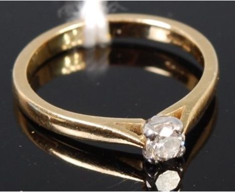 An 18ct gold diamond solitaire ring, the claw set brilliant weighing approx 0.2ct, size L, 2.9g